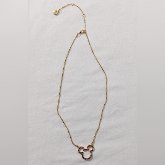 Disney x Baublebar Multi Color Crystal Mickey Mouse Necklace, Gold Tone, NEW - Picture 4 of 4